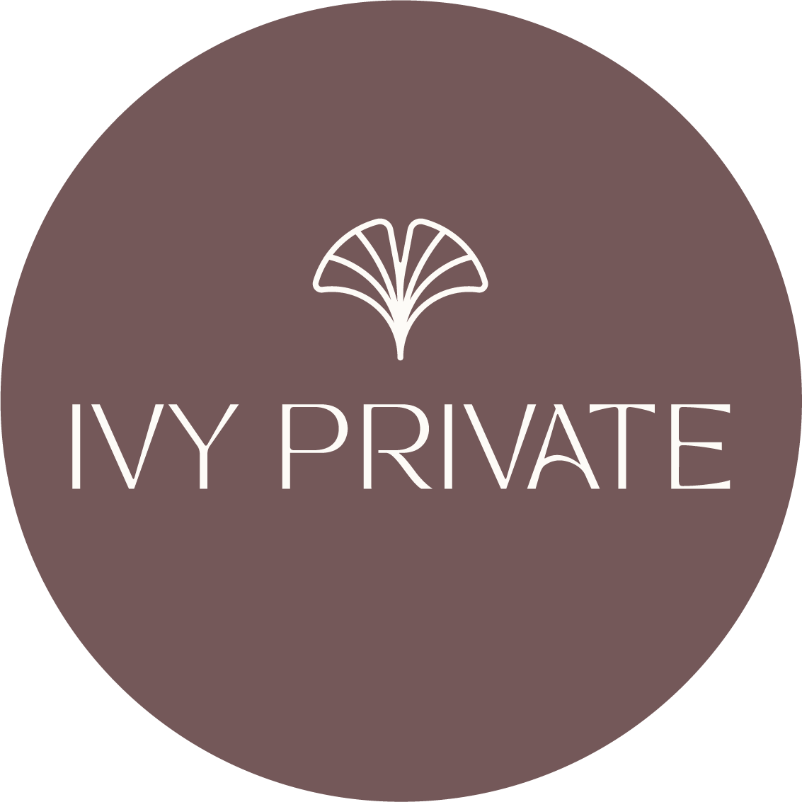 IVY PRIVATE logo with elegant white text and a fan graphic on mauve background, representing Mental Health Training for Community Groups & NGOs.